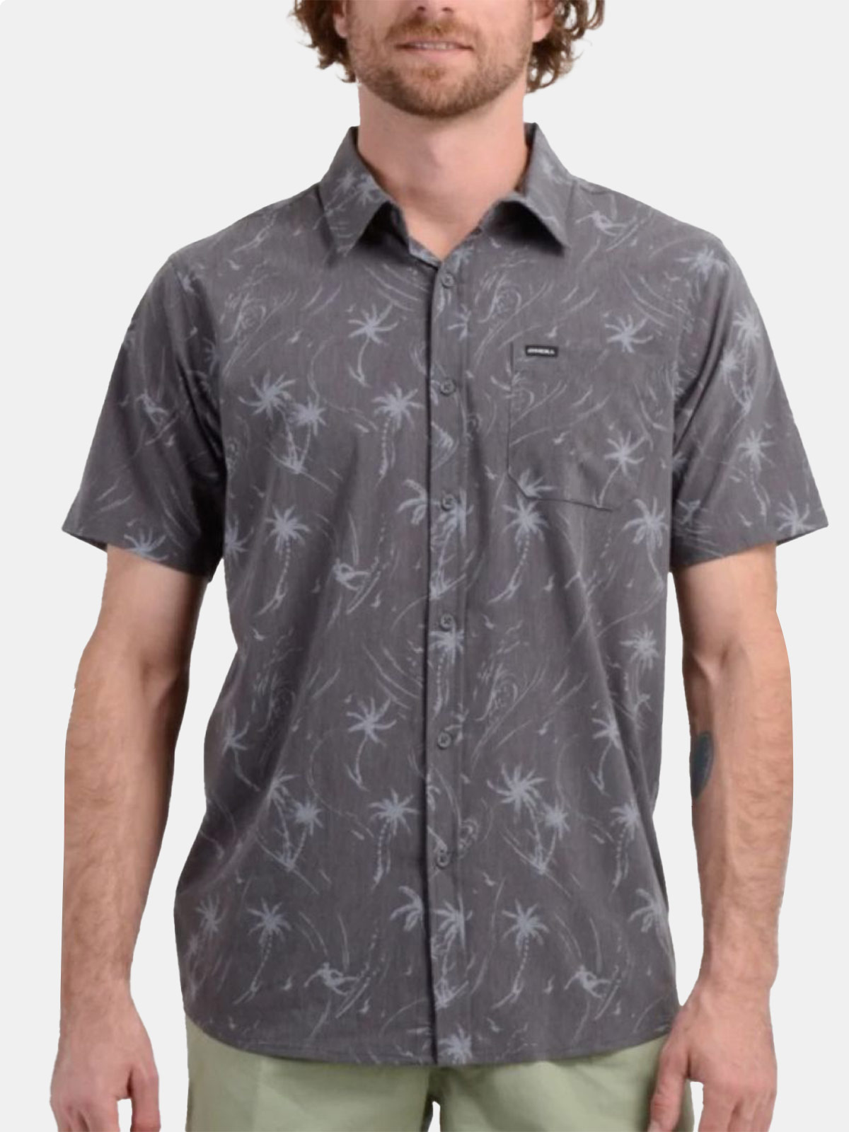 CAMISA MANGA CORTA HOMBRE O'NEILL BOLSILLO GRAPHITE PALM - 1