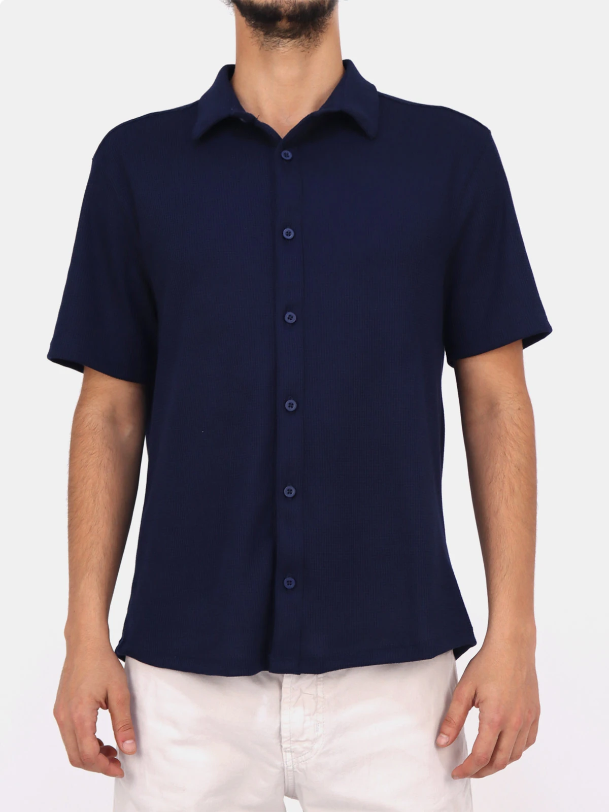 CAMISA MANGA CORTA HOMBRE KAYRA MAN AZUL WAFFLE - 1