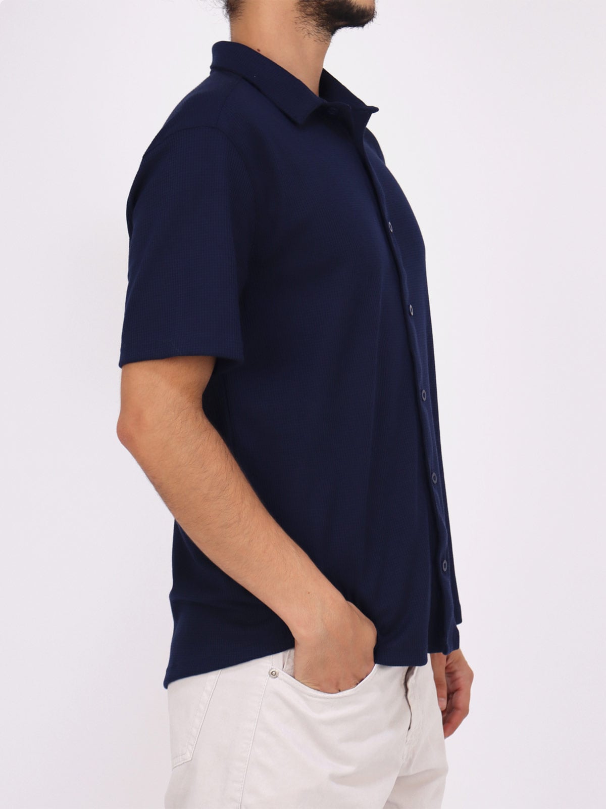CAMISA MANGA CORTA HOMBRE KAYRA MAN AZUL WAFFLE - 3