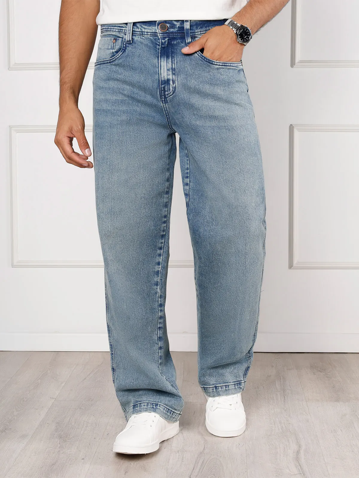 PANTALÓN ALGODÓN BAGGY HOMBRE KANSAS CELESTE - 1