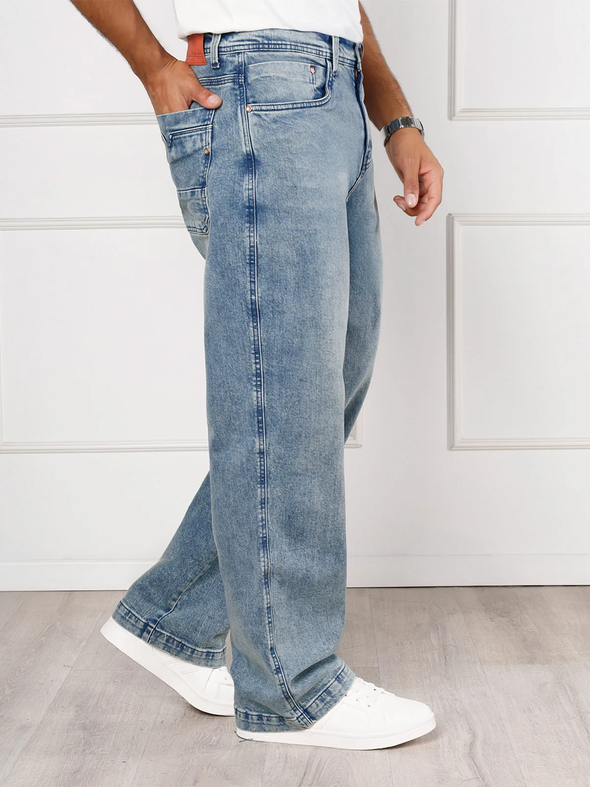 PANTALÓN ALGODÓN BAGGY HOMBRE KANSAS CELESTE - 3