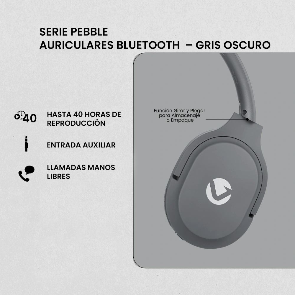 AUDÍFONOS VOLKANO ON EAR PEBBLE SERIES BLUETOOTH - 2