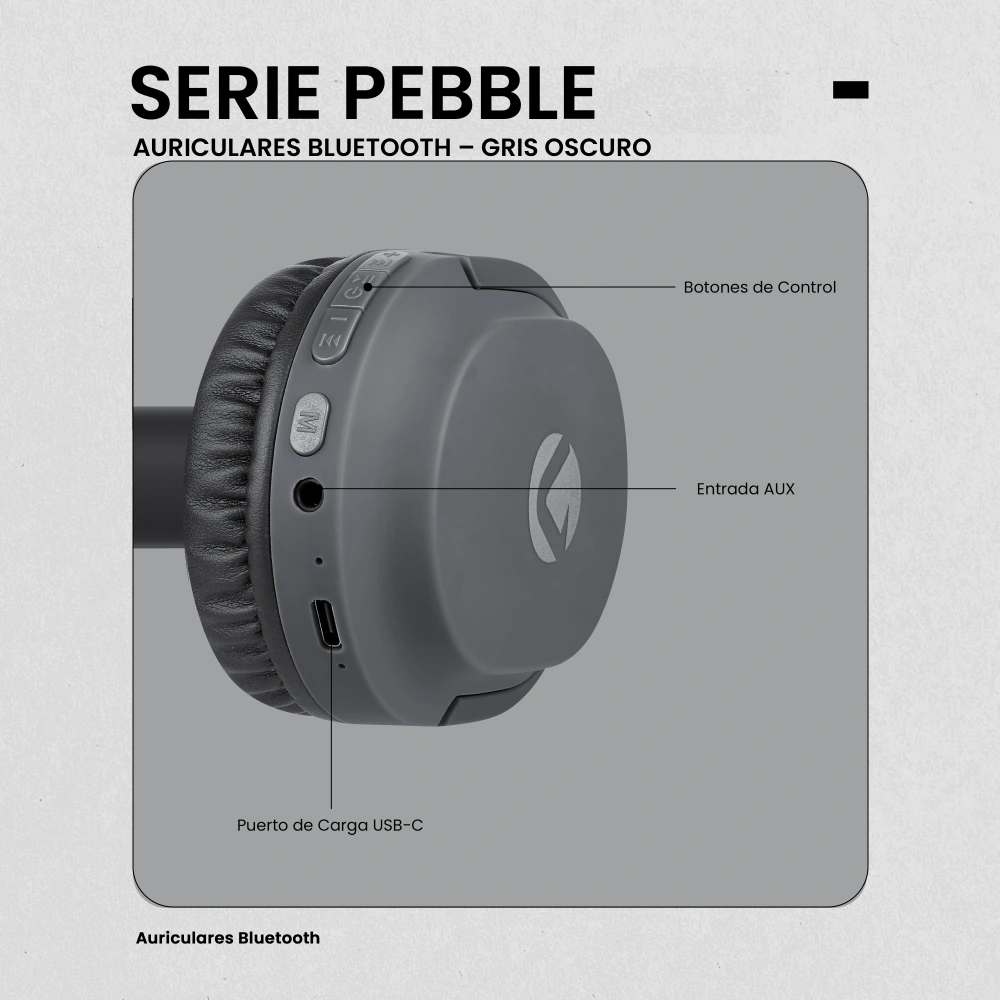 AUDÍFONOS VOLKANO ON EAR PEBBLE SERIES BLUETOOTH - 3