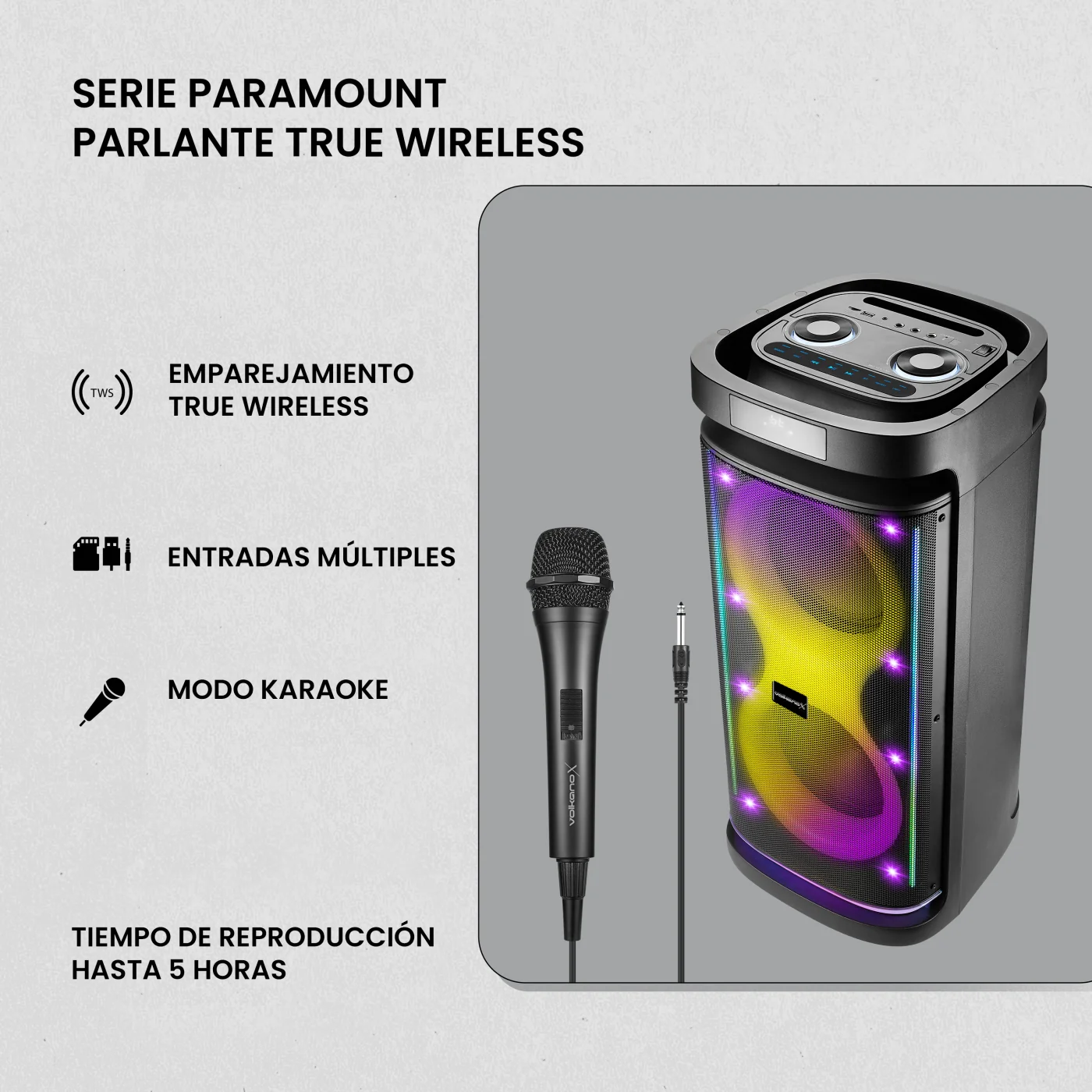 PARLANTE BLUETOOTH VOLKANO X PARAMOUNT SERIES 8 PARTY SPEAKER - 3