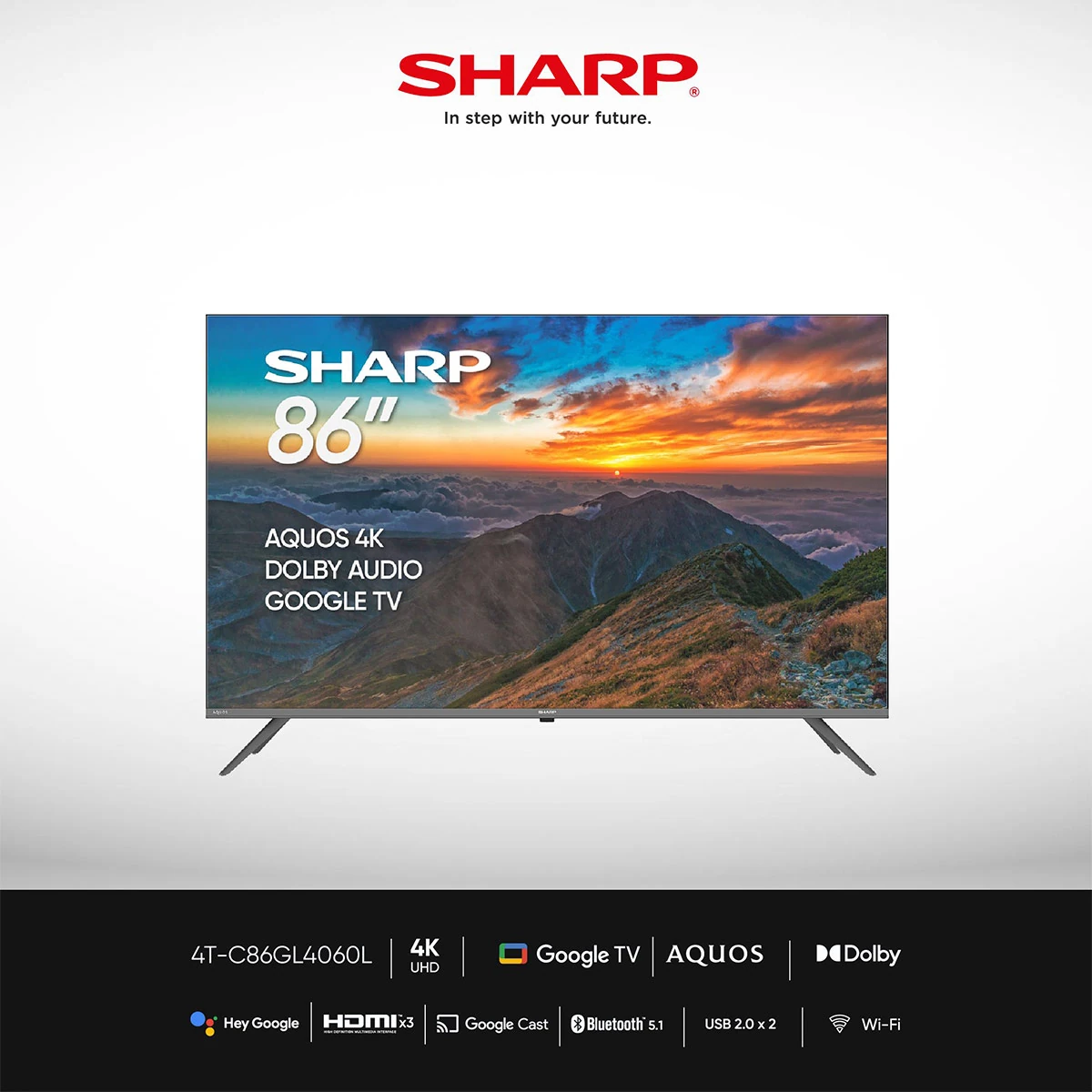 TELEVISOR SMART TV SHARP 4K ULTRA HD 86” 4T-C86GL4060L - 2