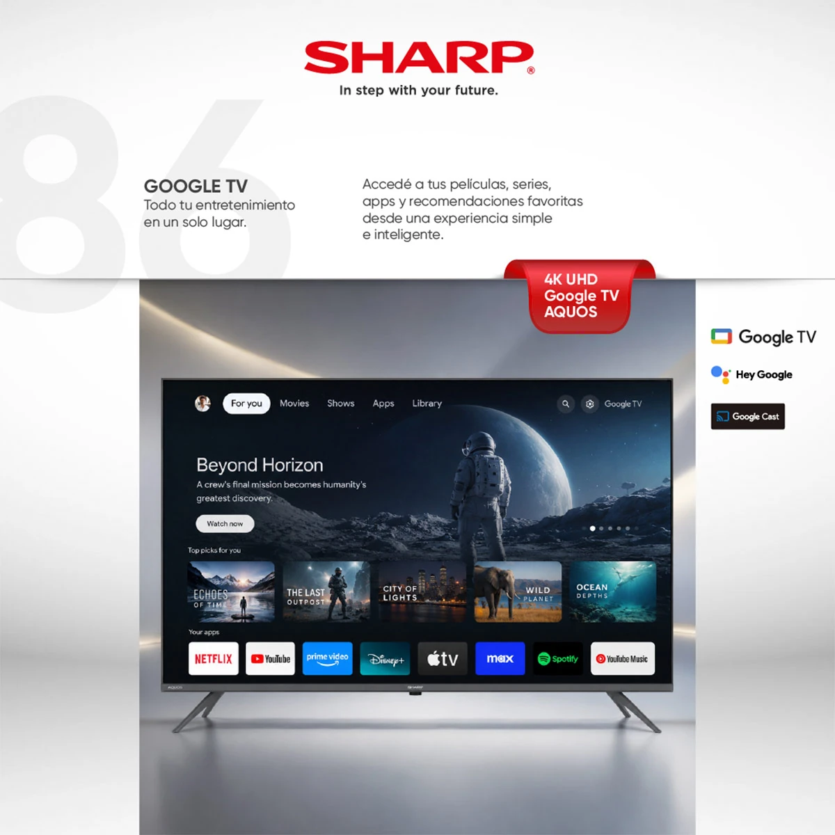 TELEVISOR SMART TV SHARP 4K ULTRA HD 86” 4T-C86GL4060L - 6