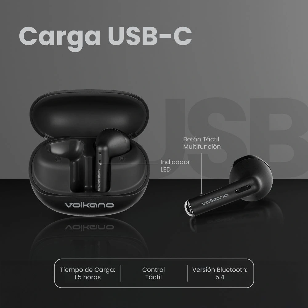 AUDÍFONOS IN EAR VOLKANO SERIE BUDS X3 TWS CON ENC - 2