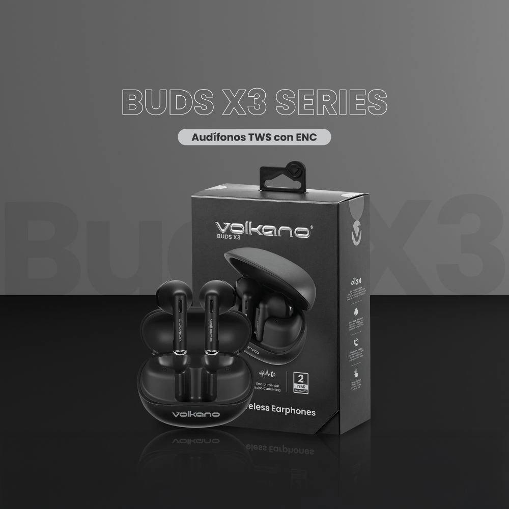 AUDÍFONOS IN EAR VOLKANO SERIE BUDS X3 TWS CON ENC - 6