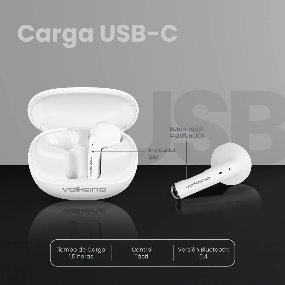 AUDÍFONOS IN EAR VOLKANO SERIE BUDS X3 TWS CON ENC - 1