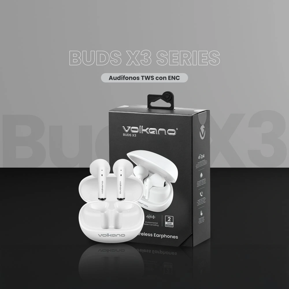 AUDÍFONOS IN EAR VOLKANO SERIE BUDS X3 TWS CON ENC - 5