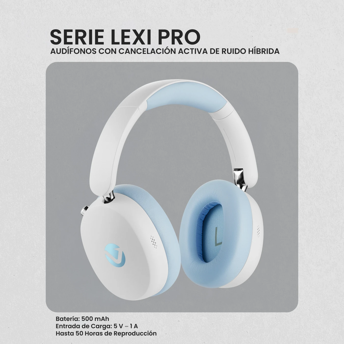 AUDÍFONOS OVER EAR VOLKANO LEXI PRO HYBRIC ANC HEADPHONES - BLUE / CR - 4