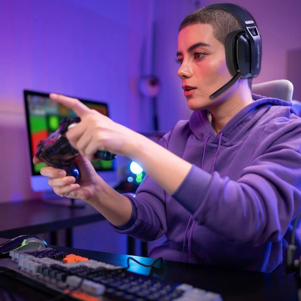 AUDÍFONOS OVER EAR INALÁMBRICOS VOLKANO GAMING ECLIPSE X1 TRI-MODE ULTRA LIGHTWEIG - 5