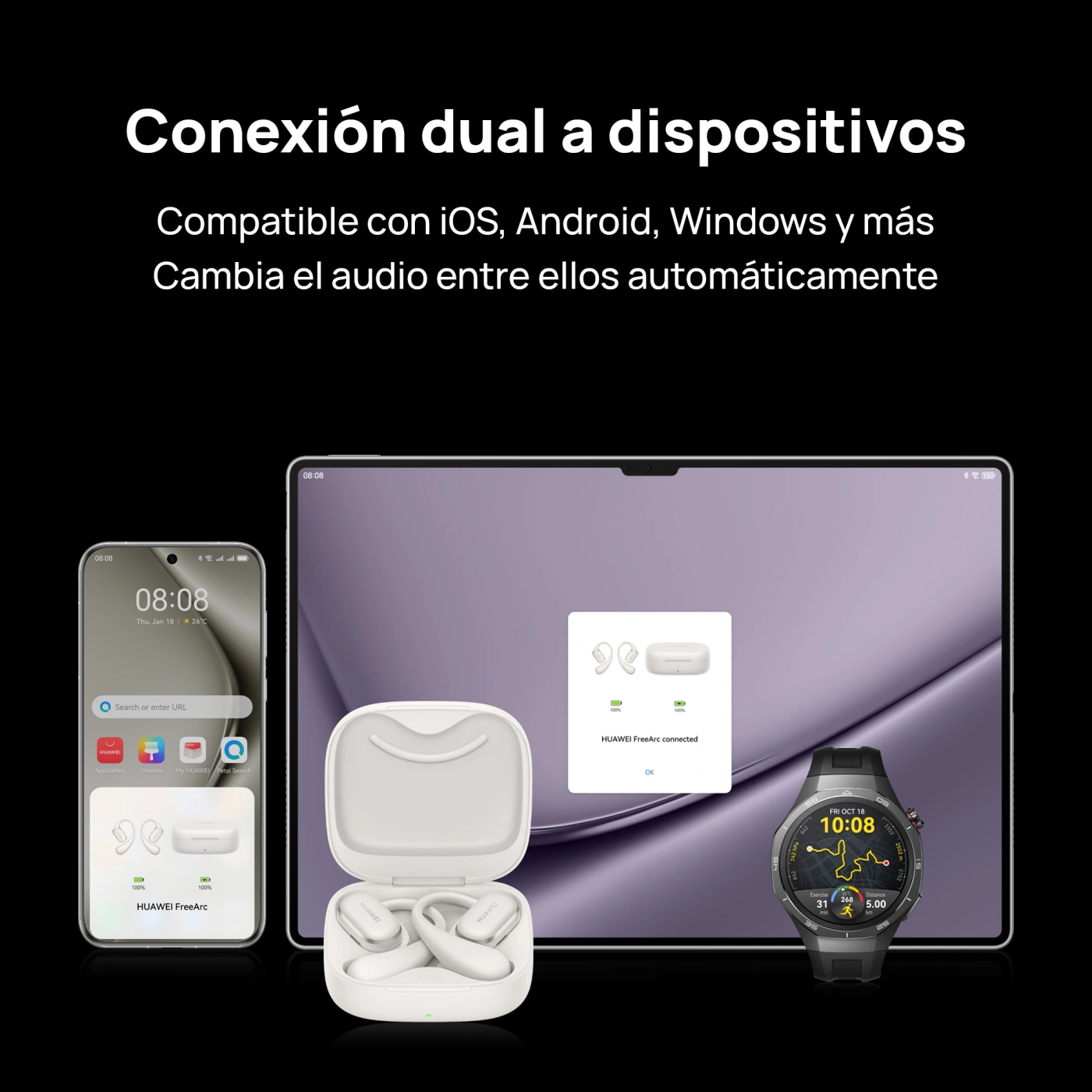 AUDÍFONOS HUAWEI TRUE WIRELESS FREEARC BLACK BLUETOOTH - 9