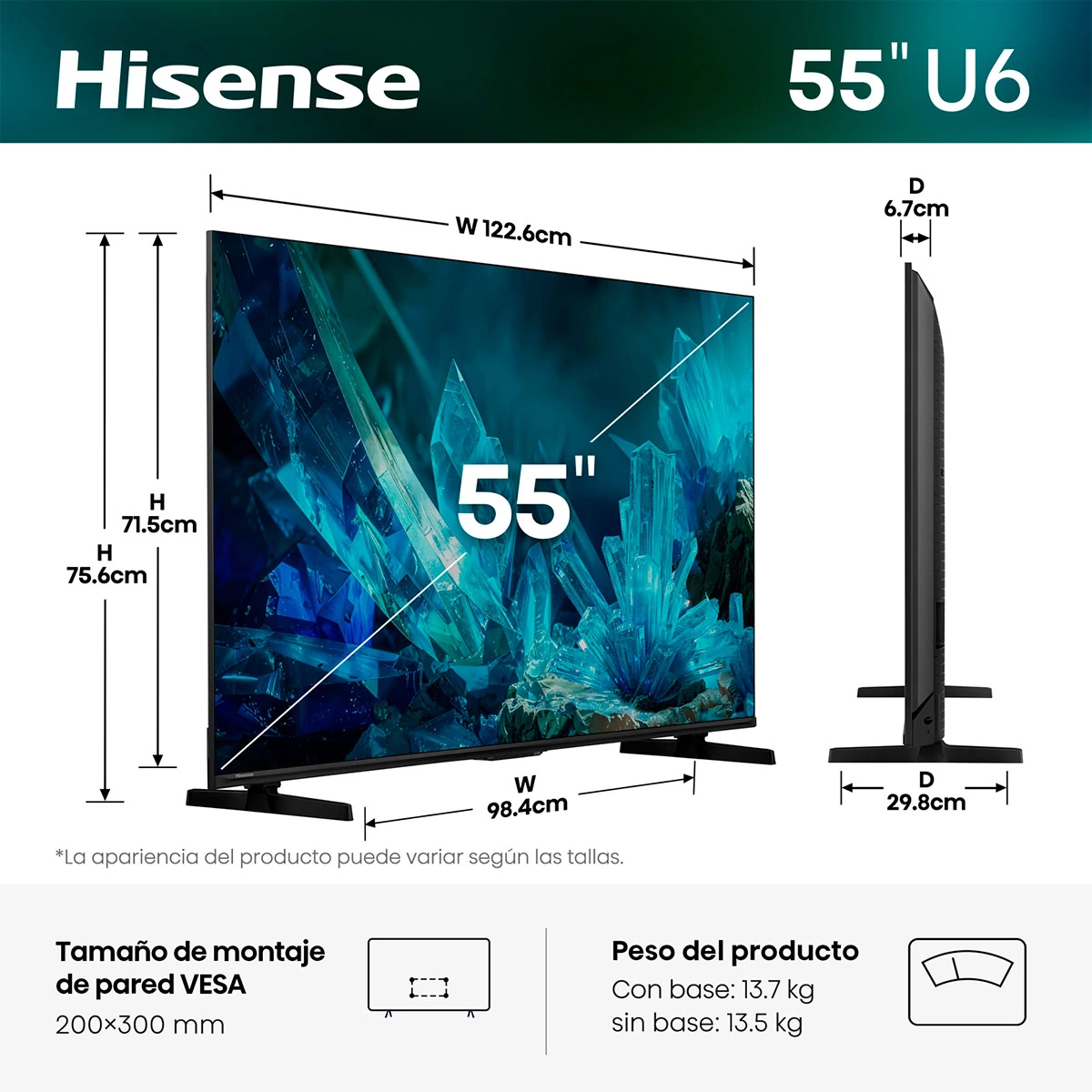 TELEVISOR SMART TV HISENSE 55" 55U6ESG MINI-LED UHD GOOGLE TV - 5