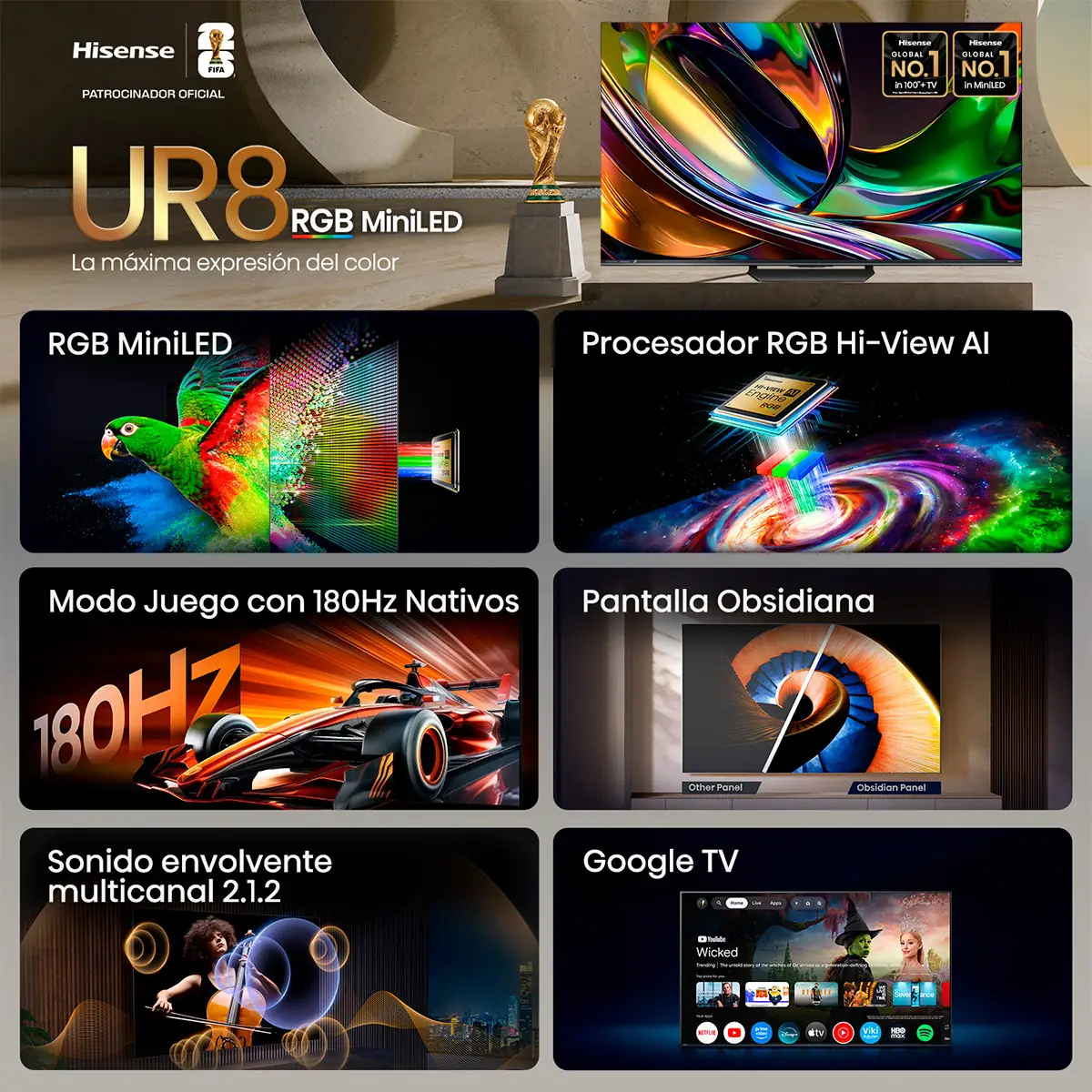 TELEVISOR SMART TV HISENSE 4K ULTRA HD 65” 65UR8SG - 5