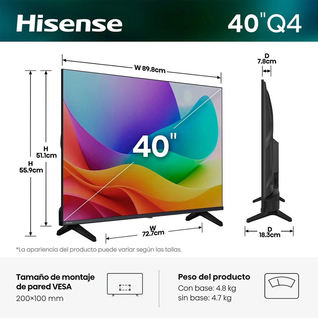 TELEVISOR HISENSE QLED 40" 40Q4SV FHD - 4