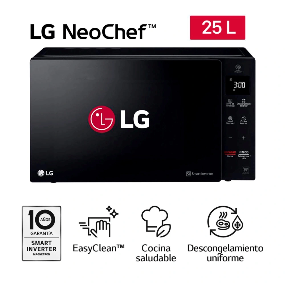 MICROONDAS LG 25L MS2536GIS EASYCLEAN NEGRO - 1