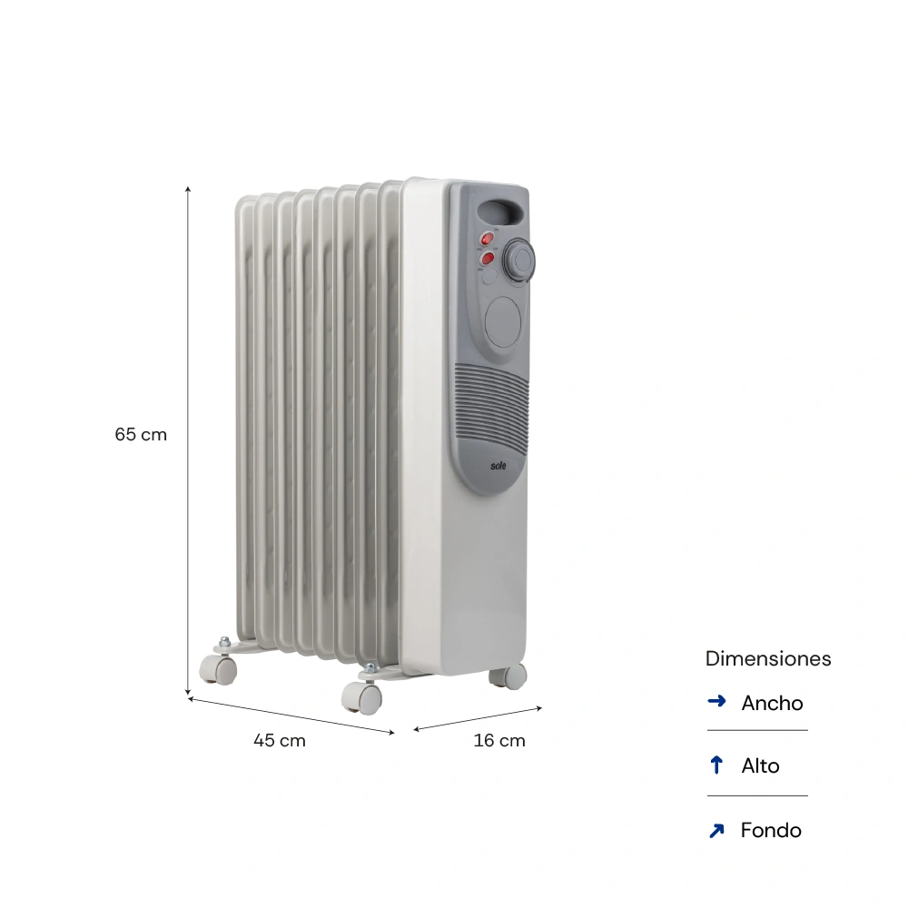 ESTUFA ELÉCTRICA DE ACEITE SOLE 9 CELDAS 2000W - 2