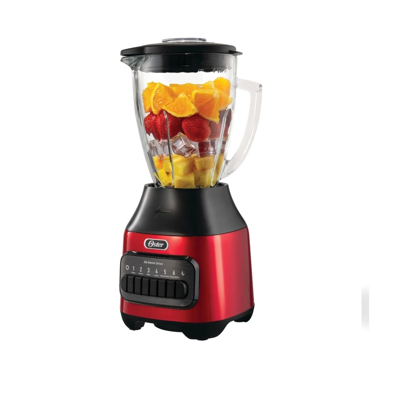 LICUADORA OSTER 6 VELOCIDADES + PULSO CON VASO DE VIDRIO BLSTPEG-CPB ROJA - 2