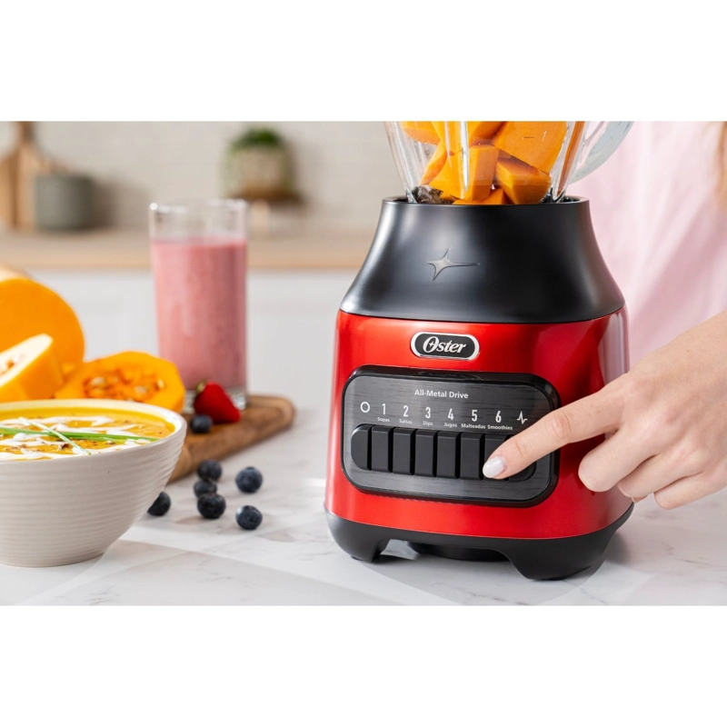 LICUADORA OSTER 6 VELOCIDADES + PULSO CON VASO DE VIDRIO BLSTPEG-CPB ROJA - 6