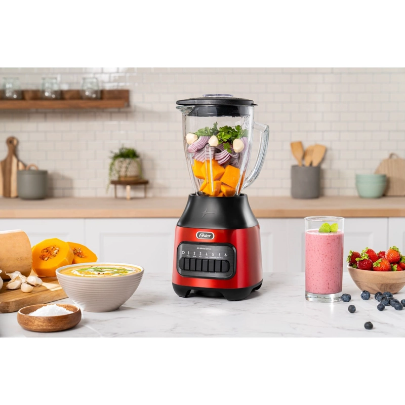 LICUADORA OSTER 6 VELOCIDADES + PULSO CON VASO DE VIDRIO BLSTPEG-CPB ROJA - 7
