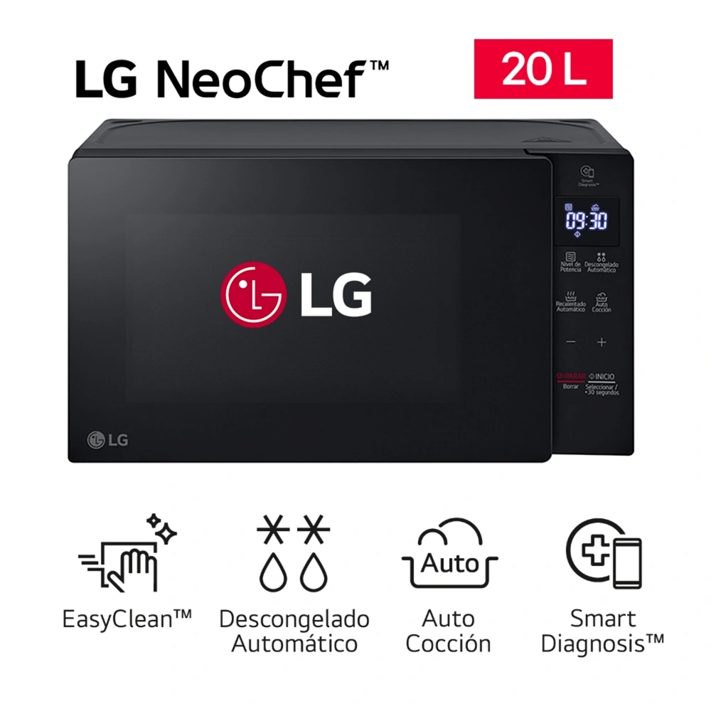 HORNO MICROONDAS LG 20L MS2032GAS EASYCLEAN NEGRO - 1