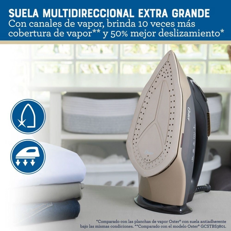 PLANCHA DE VAPOR OSTER PRESSXPRES SUELA CERÁMICA PARTÍCULAS DE DIAMANTE GCSTPX900B - 3