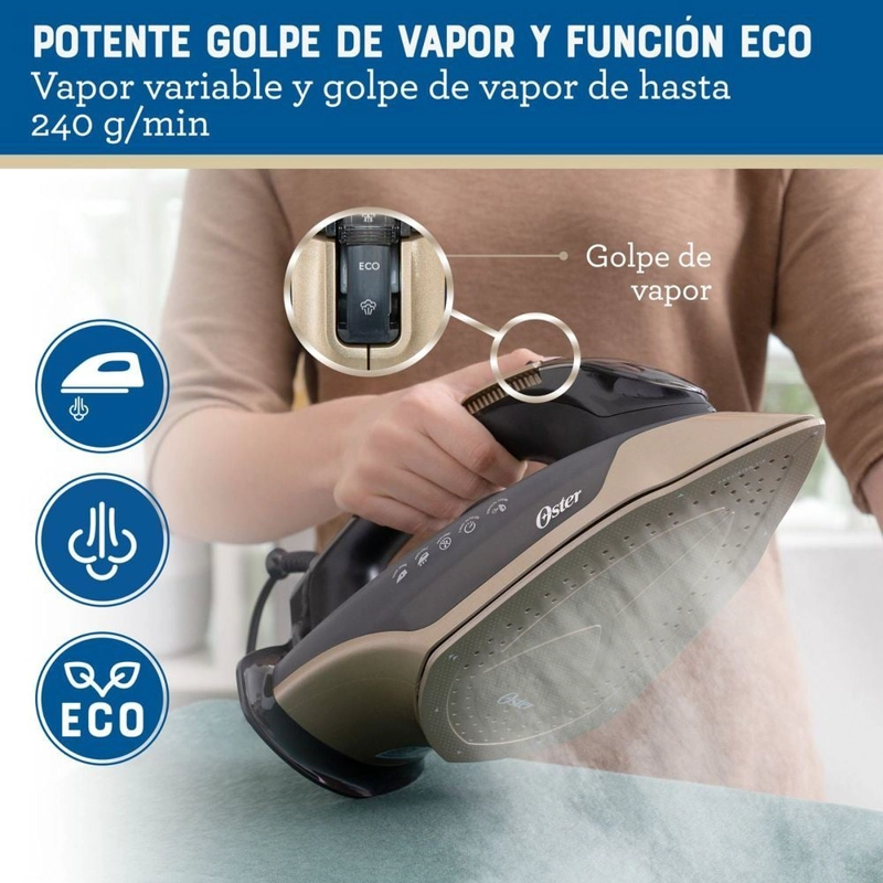PLANCHA DE VAPOR OSTER PRESSXPRES SUELA CERÁMICA PARTÍCULAS DE DIAMANTE GCSTPX900B - 4