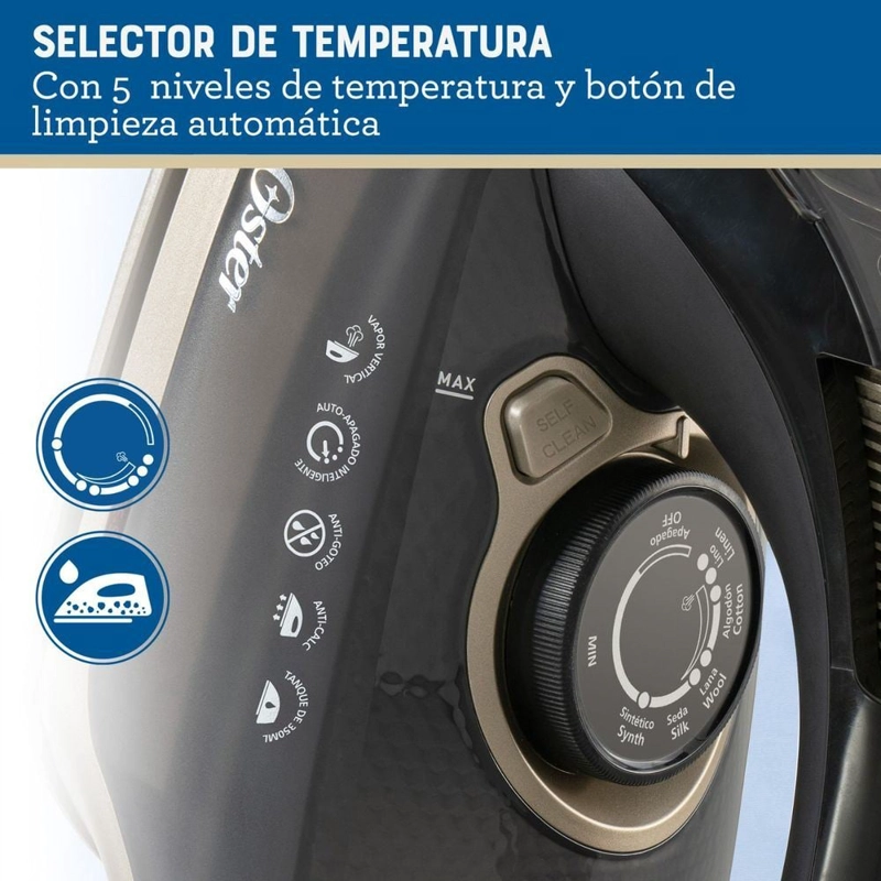 PLANCHA DE VAPOR OSTER PRESSXPRES SUELA CERÁMICA PARTÍCULAS DE DIAMANTE GCSTPX900B - 6