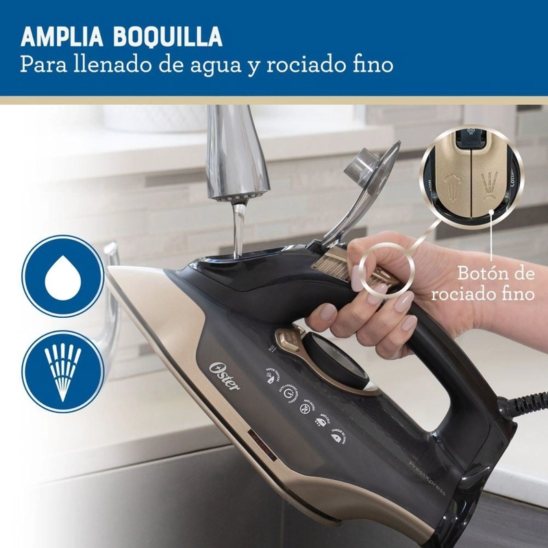PLANCHA DE VAPOR OSTER PRESSXPRES SUELA CERÁMICA PARTÍCULAS DE DIAMANTE GCSTPX900B - 7