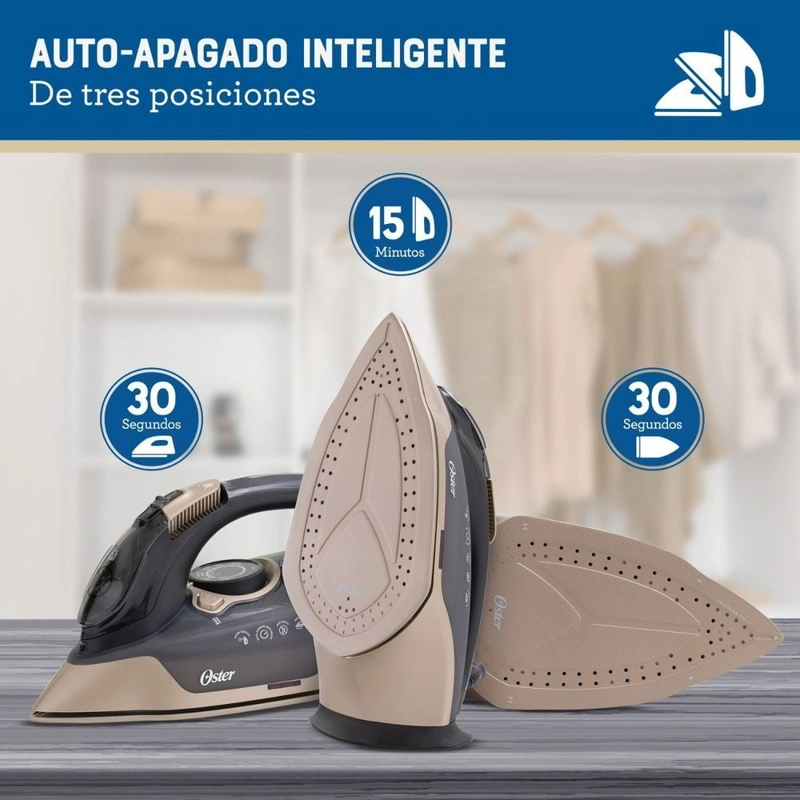 PLANCHA DE VAPOR OSTER PRESSXPRES SUELA CERÁMICA PARTÍCULAS DE DIAMANTE GCSTPX900B - 10