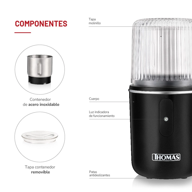 MOLINILLO ELÉCTRICO DE CAFÉ THOMAS TH-32 - 8