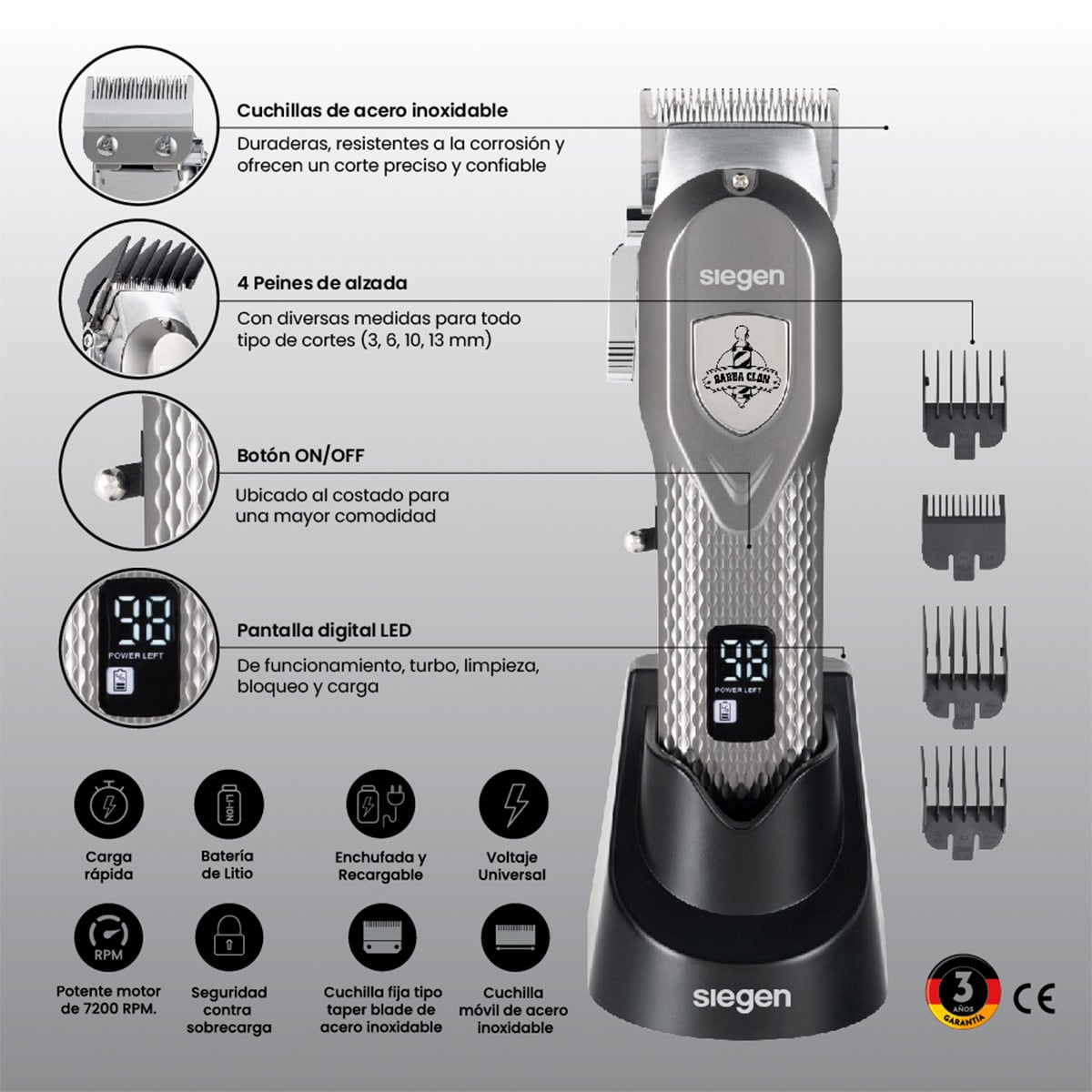 MAQUINA CORTA PELO SIEGEN SG-8700 - 6