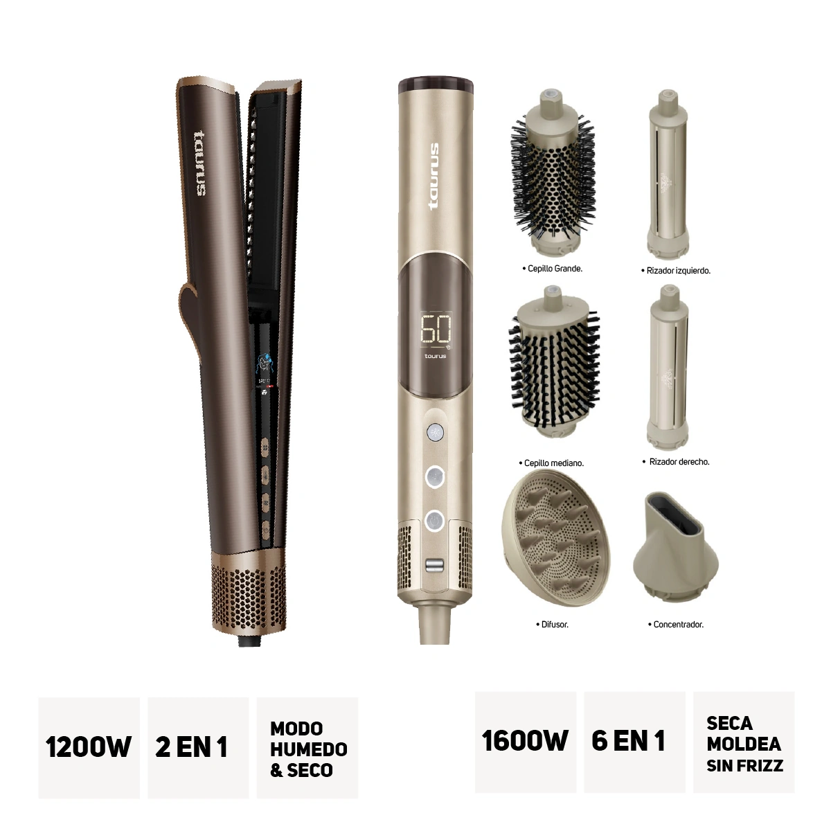 COMBO TAURUS MULTISTYLER AIR PRO FLEX 6 EN 1 + ALISADORA SECADORA PLASMA FUSIÓN - 1