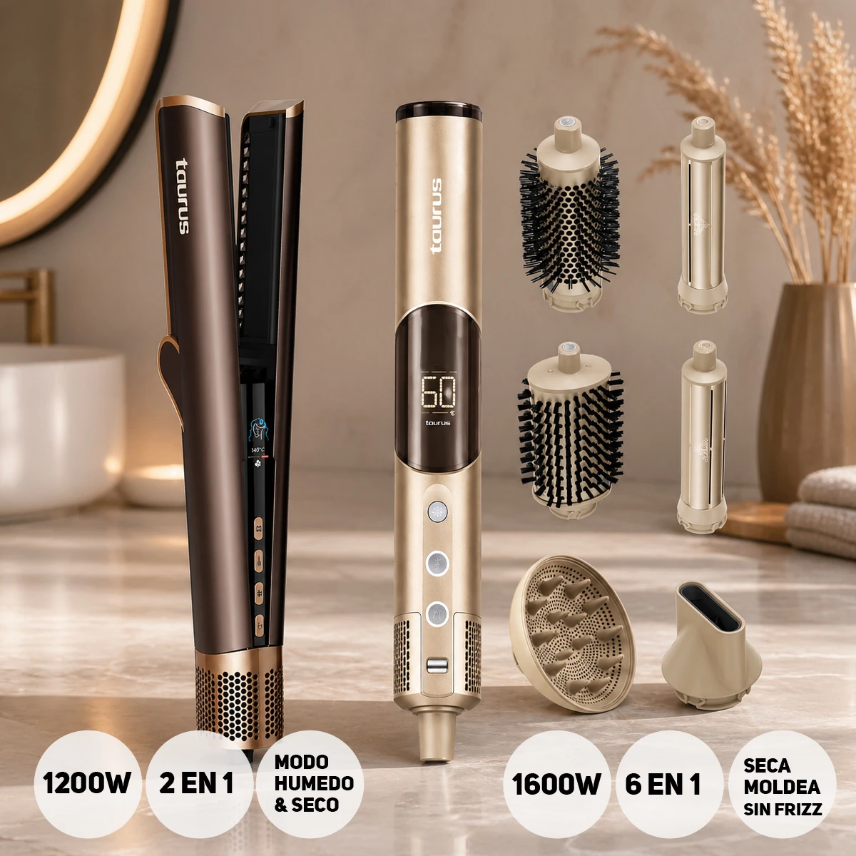 COMBO TAURUS MULTISTYLER AIR PRO FLEX 6 EN 1 + ALISADORA SECADORA PLASMA FUSIÓN - 2
