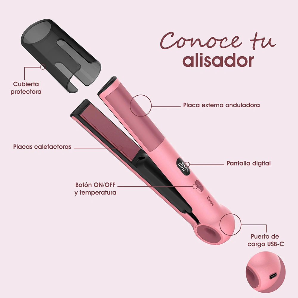 ALISADOR DE CABELLO INALÁMBRICA DOT 2 EN 1 - 6