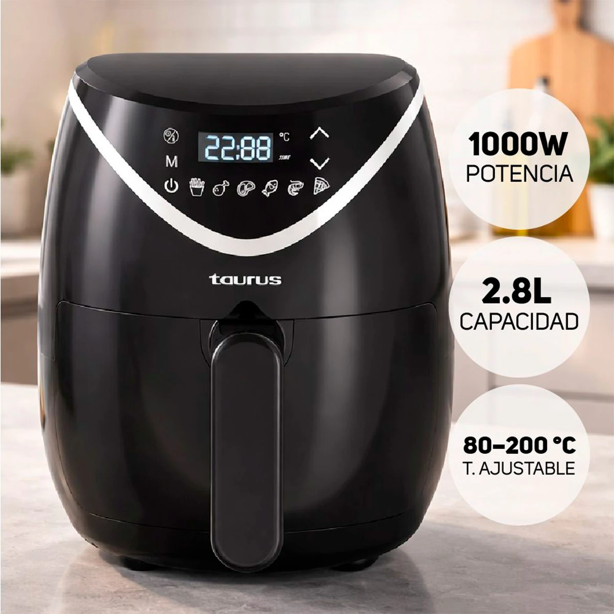 COMBO TAURUS LICUADORA SHAKE AWAY 2.0 + FREIDORA DE AIRE BLACK FRYER II 2,8L + HERVIDOR NEOGLASS 1.7L - 2