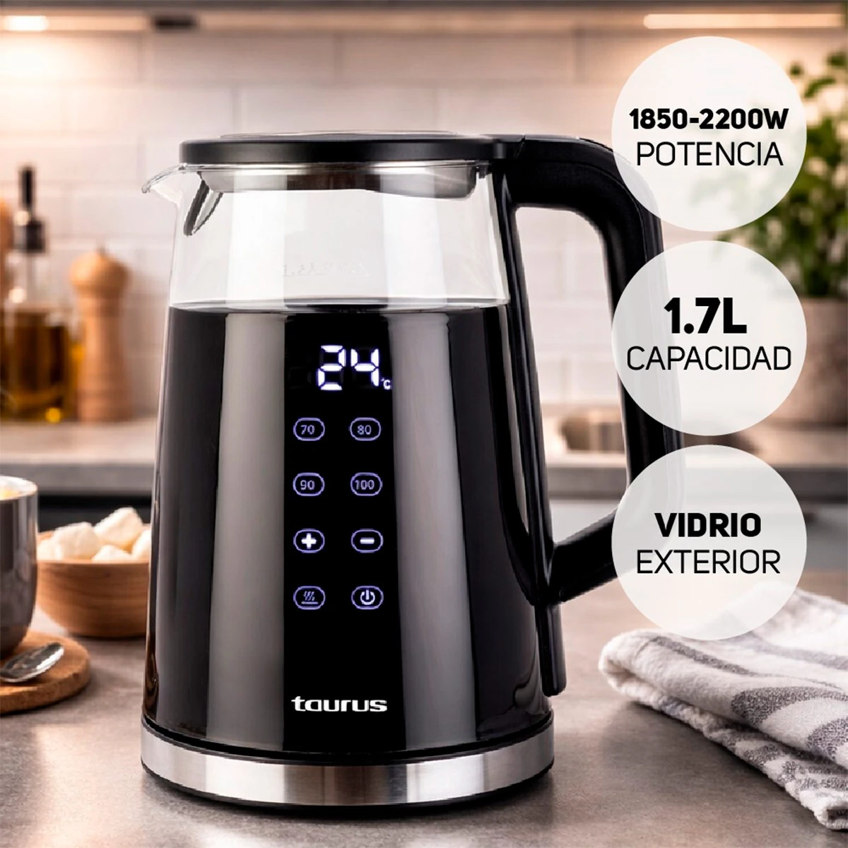COMBO TAURUS LICUADORA SHAKE AWAY 2.0 + FREIDORA DE AIRE BLACK FRYER II 2,8L + HERVIDOR NEOGLASS 1.7L - 4