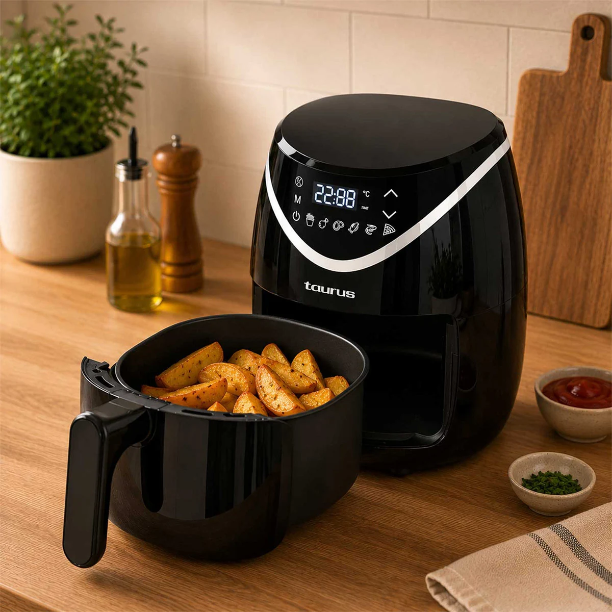 COMBO TAURUS LICUADORA SHAKE AWAY 2.0 + FREIDORA DE AIRE BLACK FRYER II 2,8L + HERVIDOR NEOGLASS 1.7L - 8