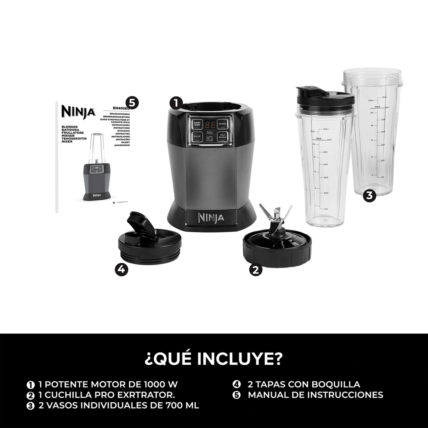 LICUADORA NINJA INDIVIDUAL  CON AUTO-IQ® 1000 W - 8