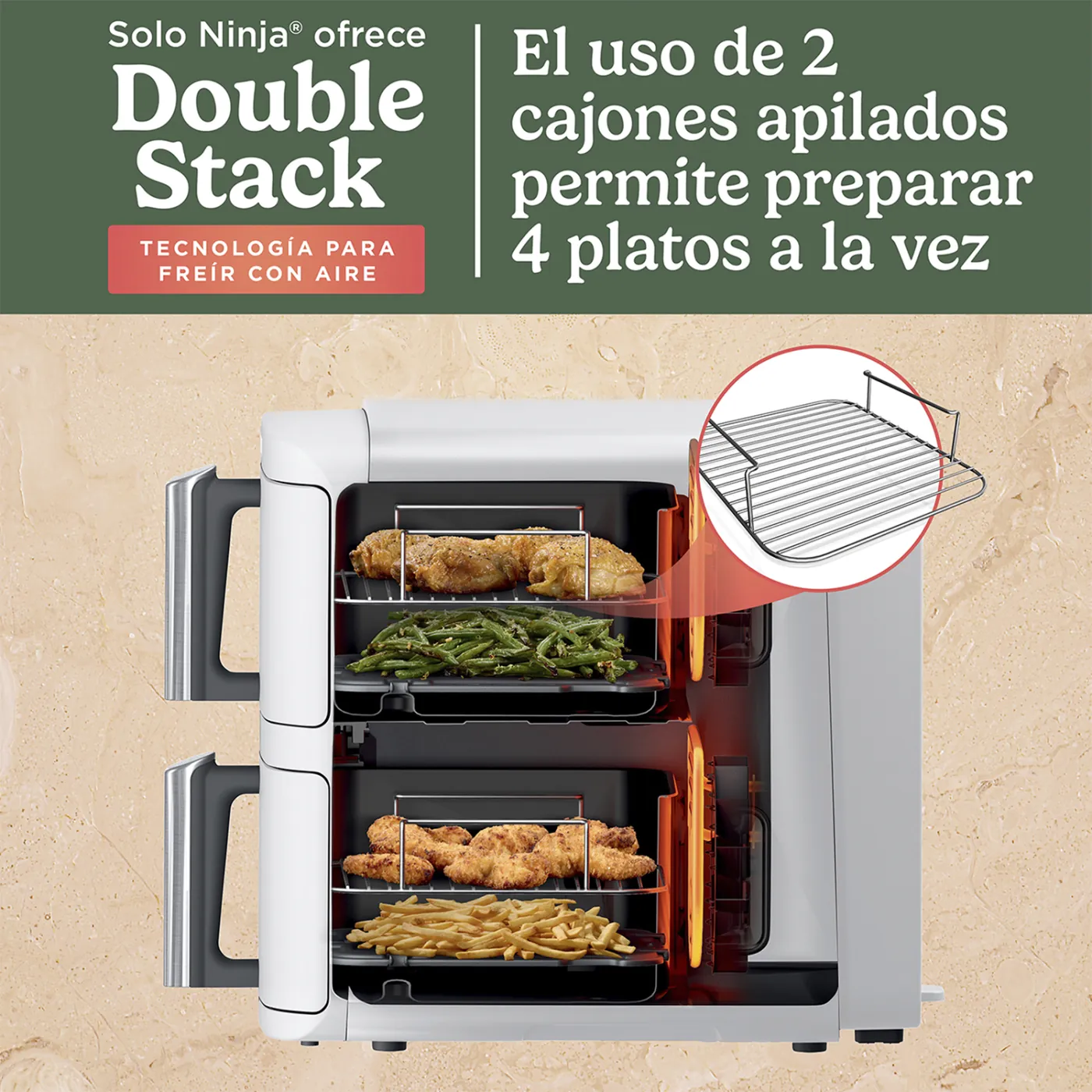 FREIDORA DE AIRE VERTICAL NINJA DOUBLE STACK XL - 13