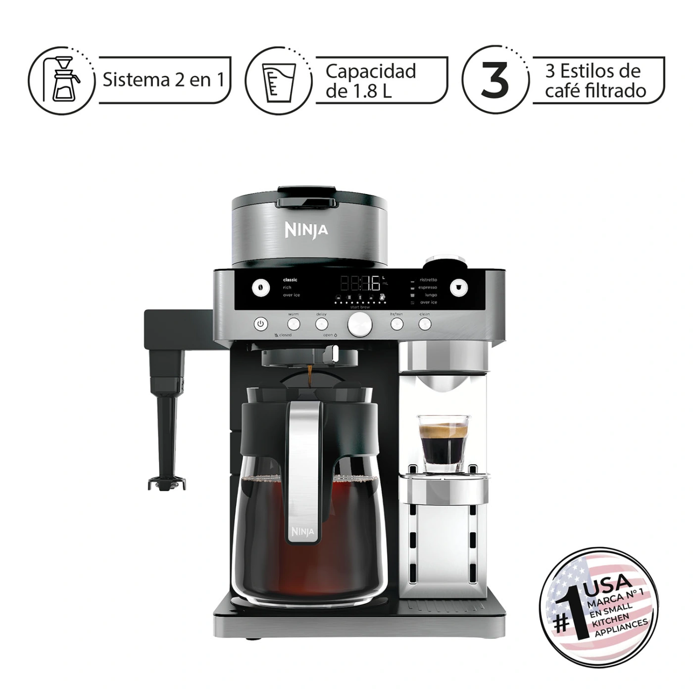 MÁQUINA DE CAFÉ DUALBREW CON ESPUMADOR NINJA - 1
