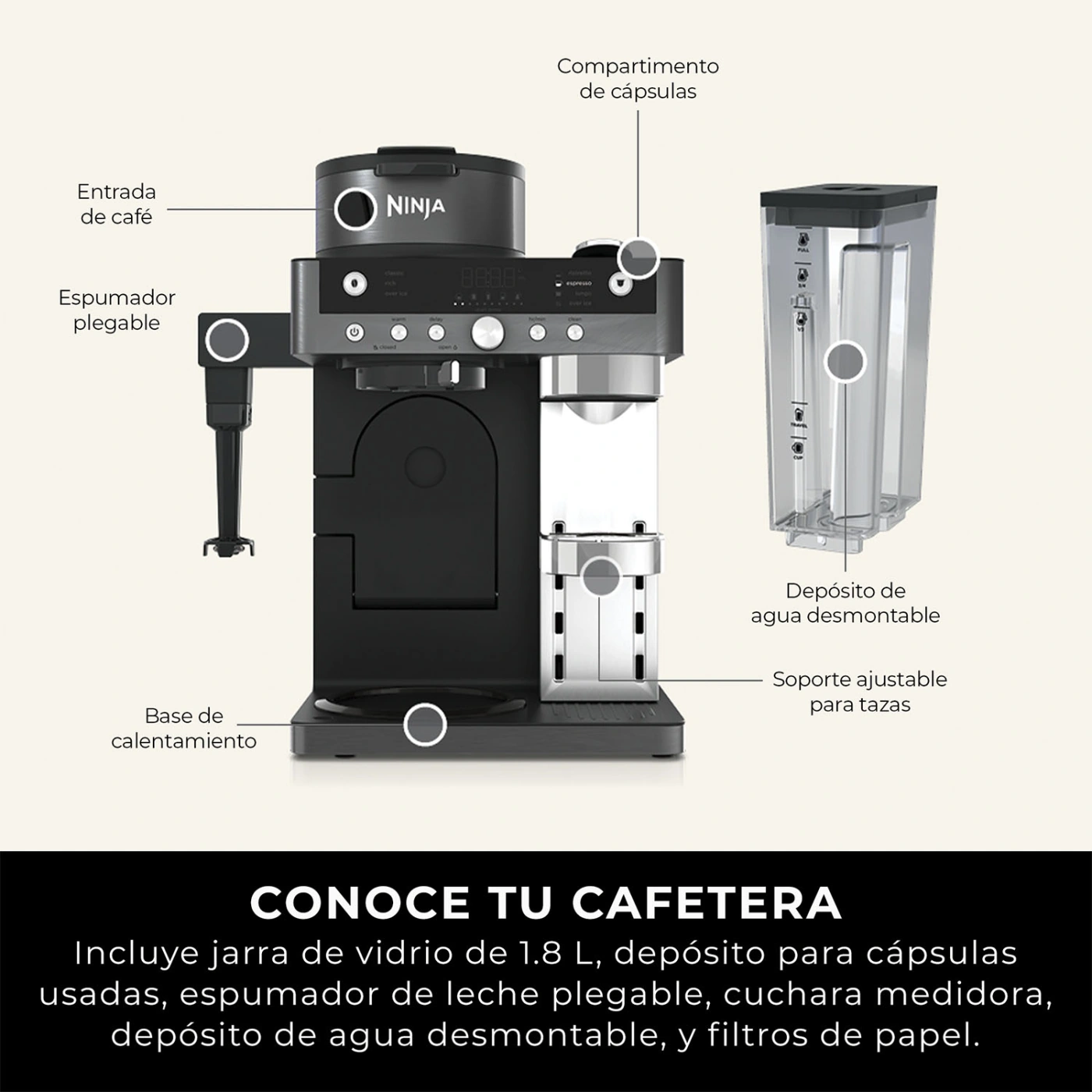MÁQUINA DE CAFÉ DUALBREW CON ESPUMADOR NINJA - 13