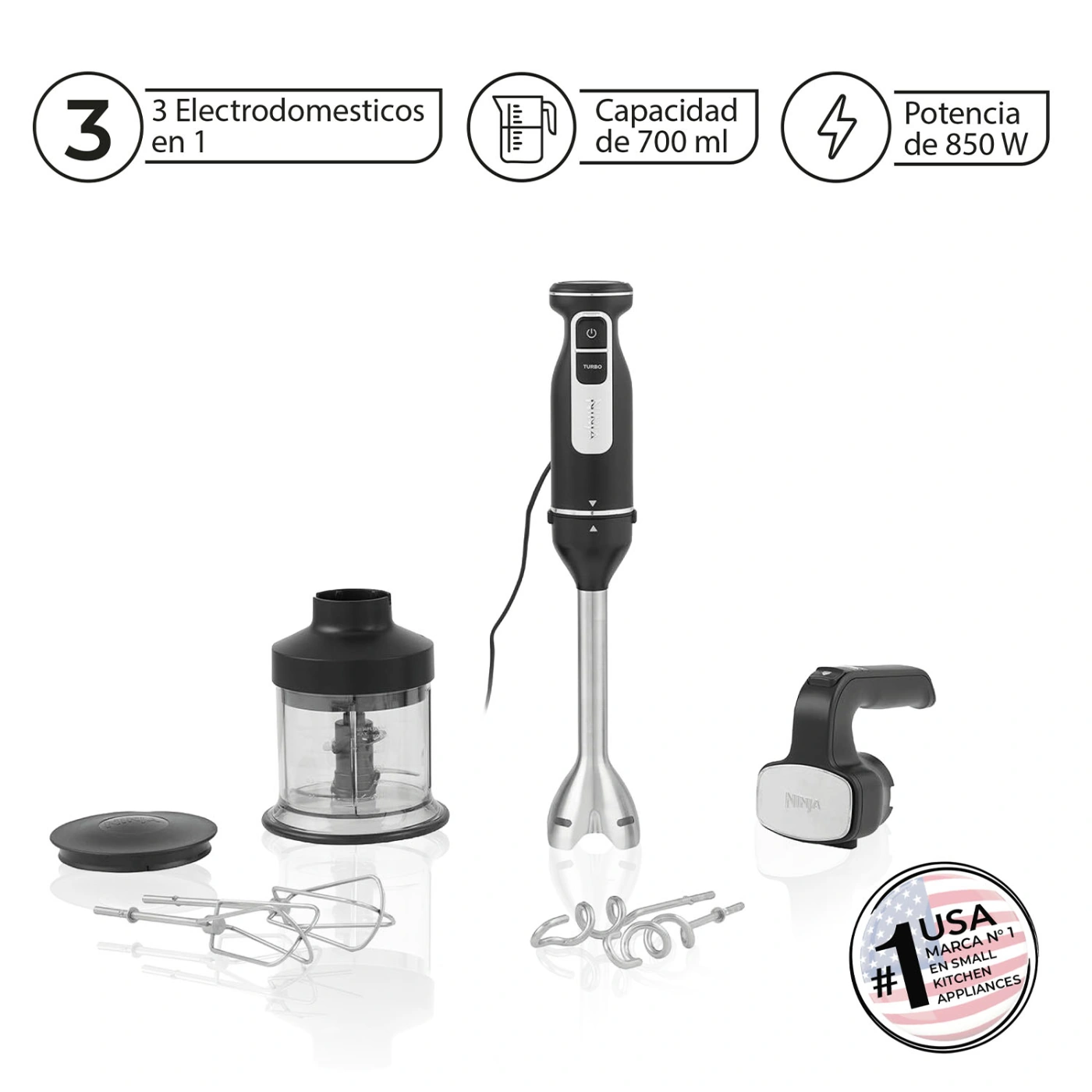 BATIDORA DE MANO 3 EN 1 NINJA FOODI - 1