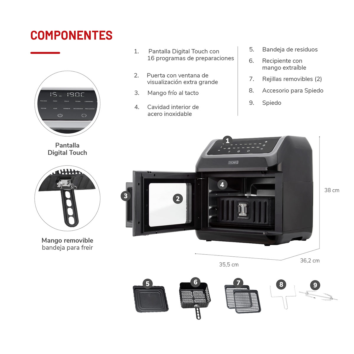 FREIDORA DE AIRE THOMAS 13L DIGITAL TH-AF130DNV - 10