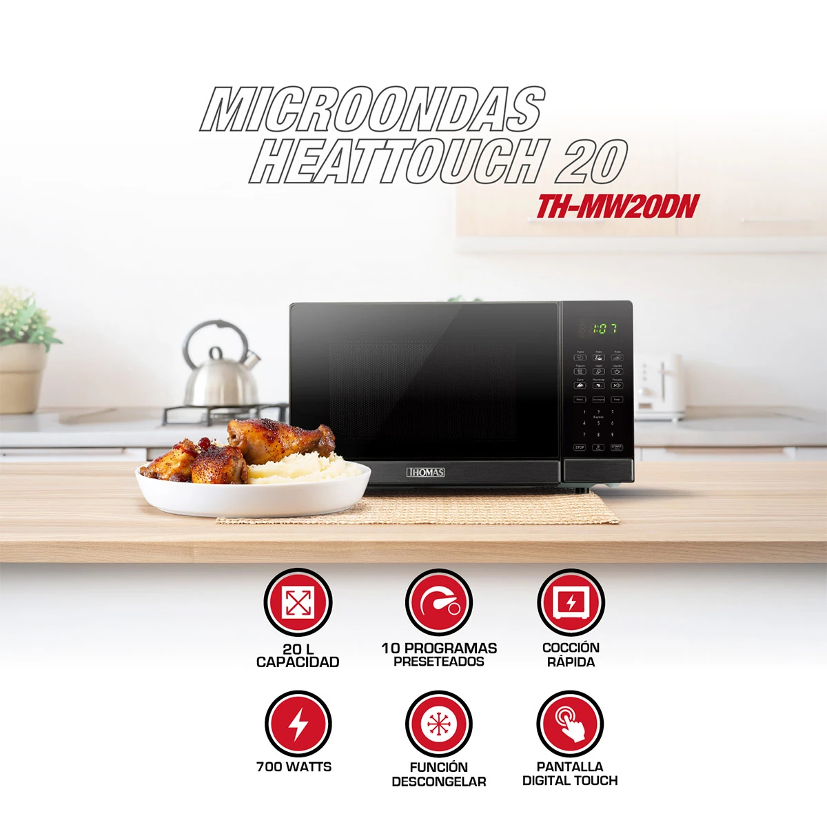 MICROONDAS THOMAS 20L TH-MW20DN - 4