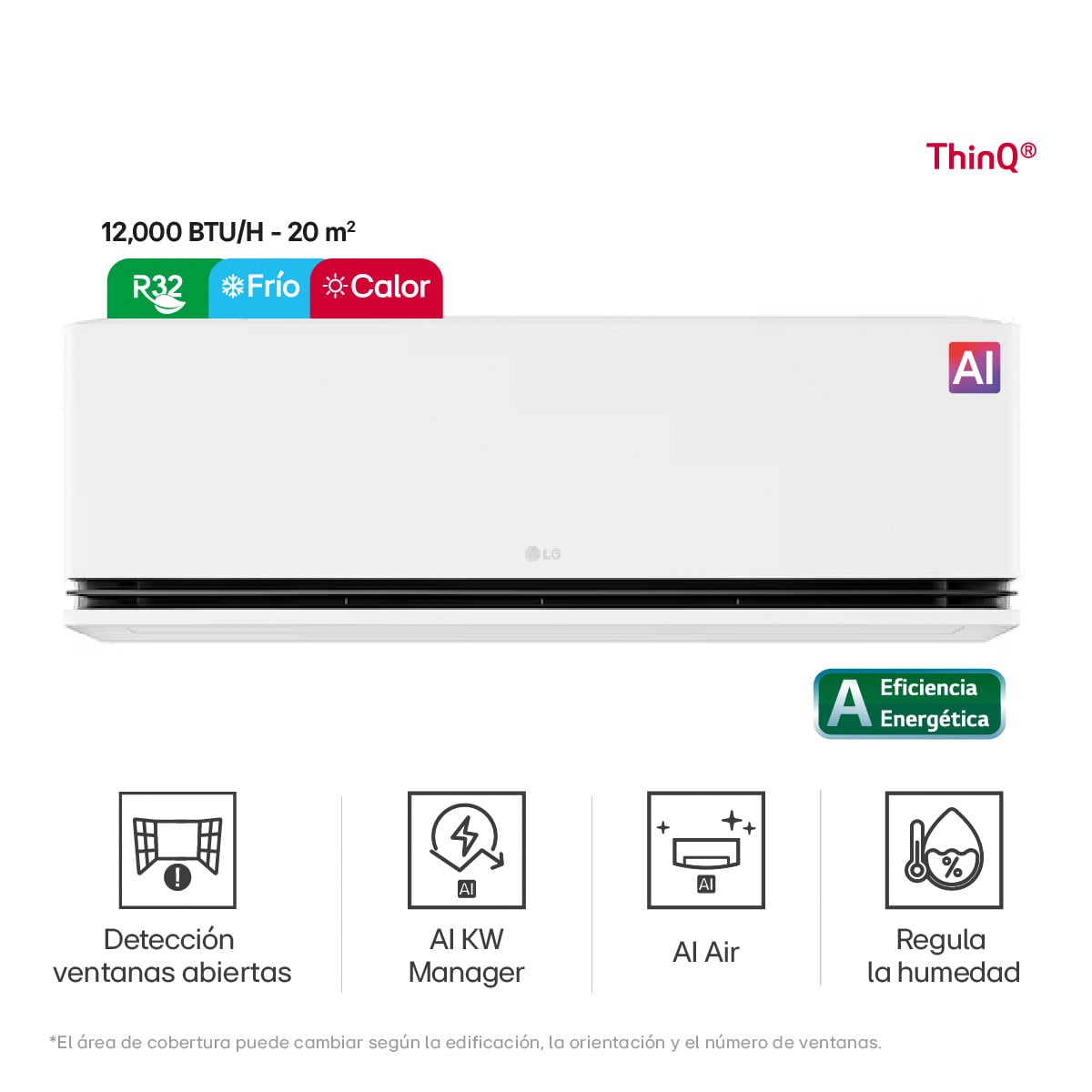 AIRE ACONDICIONADO SPLIT LG 12000 BTU DUALCOOL AI VA122HT FRÍO/CALOR - 1