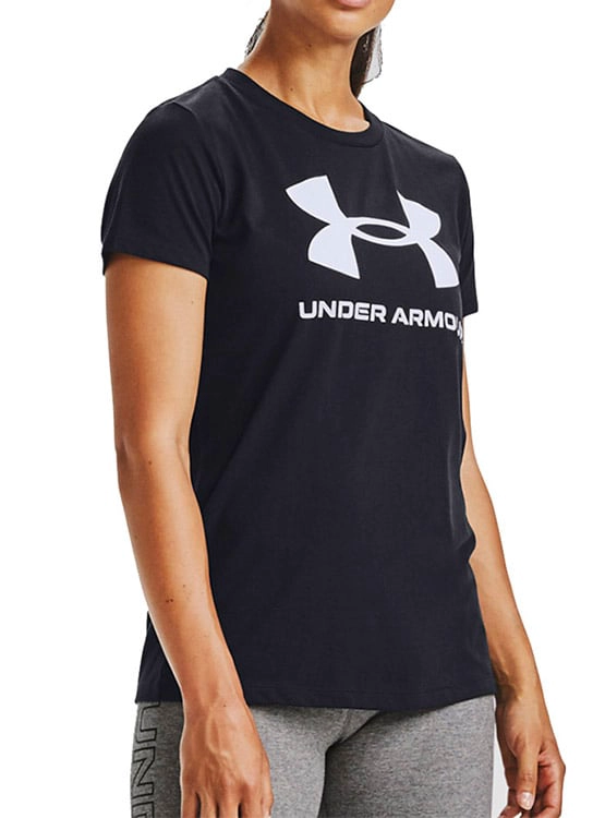 POLO DEPORTIVO MUJER UNDER ARMOUR 1356305-001 LIVE SPORTSTYLE GRAPHIC SSC ALGODÓN NEGRO - 1