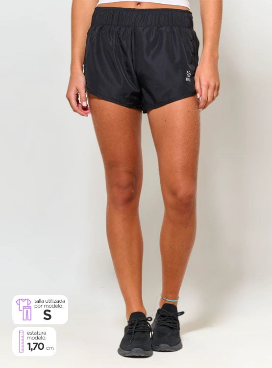 SHORT DEPORTIVO MUJER REVUP BÁSICO NEGRO - 1