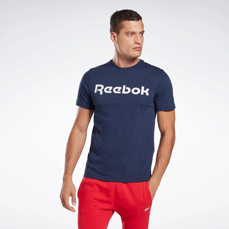 POLO DEPORTIVO HOMBRE REEBOK GS LINEAR READ 100042355 ALGODÓN AZUL - 1
